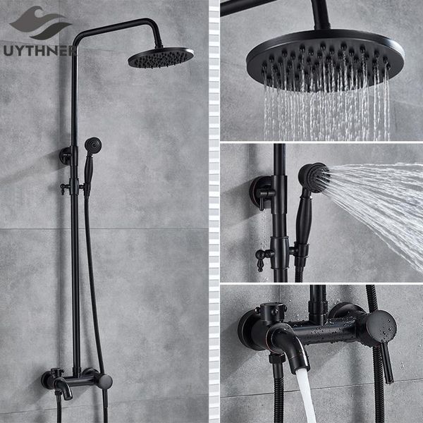 

black bronze bathroom shower set faucet bath shower mixer tap 8 rainfall head bath shower set bathtub faucet wall mounted bbyvrr lipper