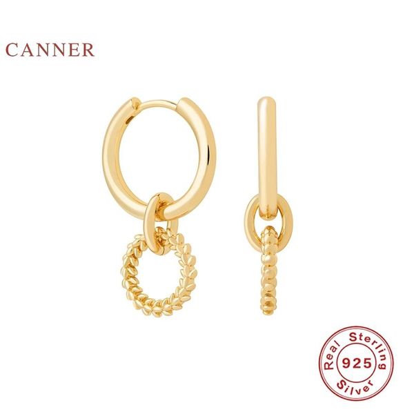 

hoop & huggie canner earrings for women 925 sterling silver pendientes flower charm hoops zircon korean fine jewelry joyero, Golden;silver