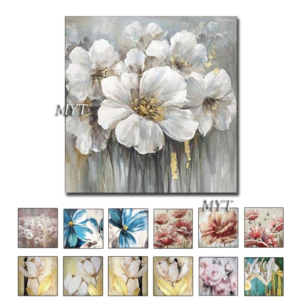 

myt home decor pictures 1 pieces white flower wall art oil paintings unframed q1107