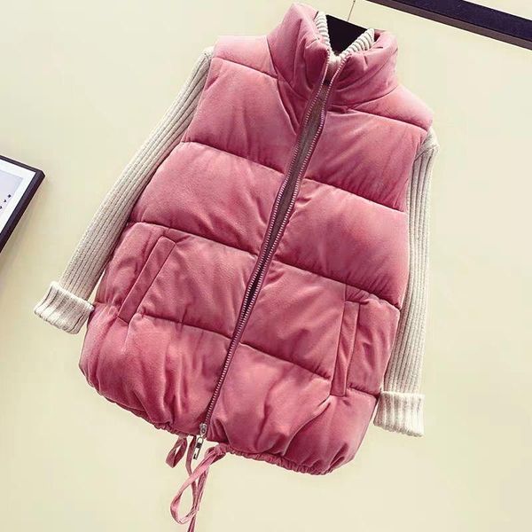 

mumuzi 2020 women vest winter cotton vest coat women solid color xl female sleeveless jackets waistcoats, Black;white