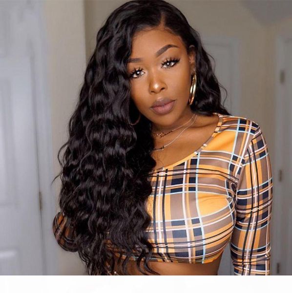 

full lace human hair wigs loose deep wave lace front wigs bleached knots swiss lace virgin indian hair wigs, Black;brown