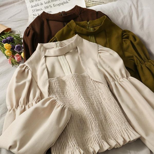 

2020 new fashion women's clothing o-neck solid full shirt and blouse shirts1, White