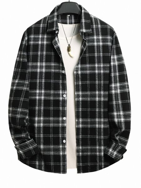 

men 1pack plaid button up shirt s6bm#, White;black