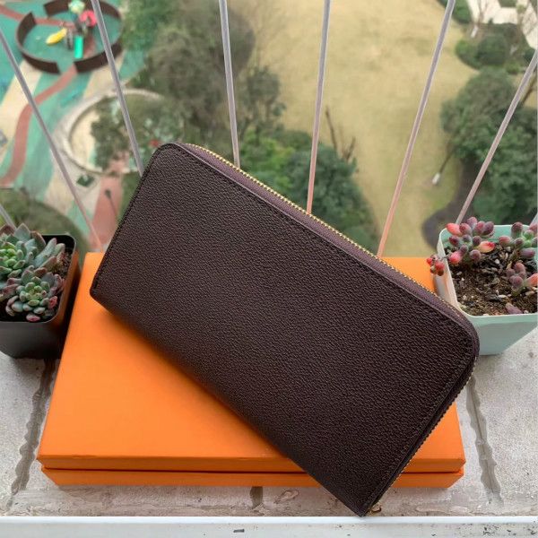 

m60002 luxury designer organizer zippy organizer wallet women's zipper long wallet mono gram canvers leather wholesale price, Red;black