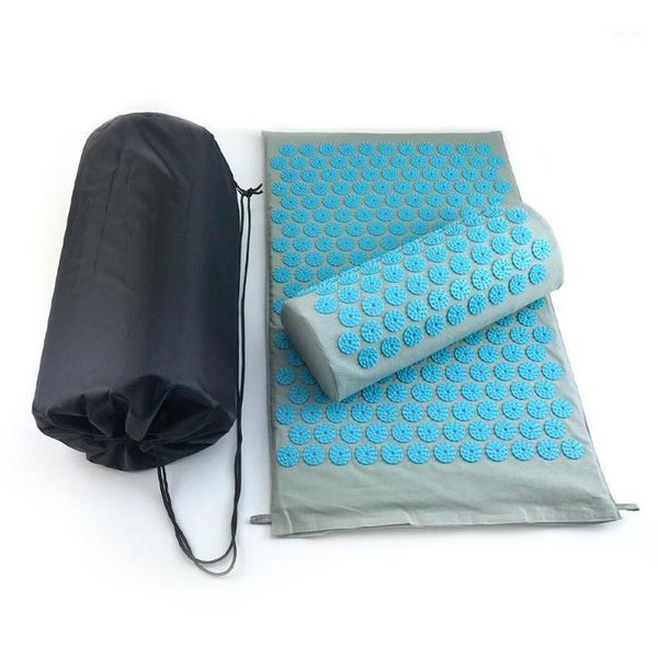 

yoga mats men/women shiatsu massager mat with bag cover relief stress pain cushion relax body spike equipment1