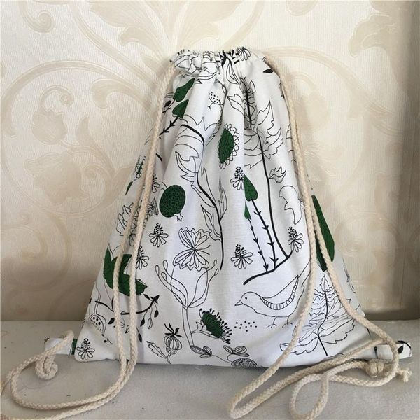 

yile хлопок холст драйвсерский рюкзак студенческая обувь сумка vine зеленый лист птица 8325b yile хлопок h jllurl