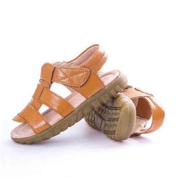 

summer children genuine leather kids new boys girls baby beach shoes toddler student flat sandals 019, Black