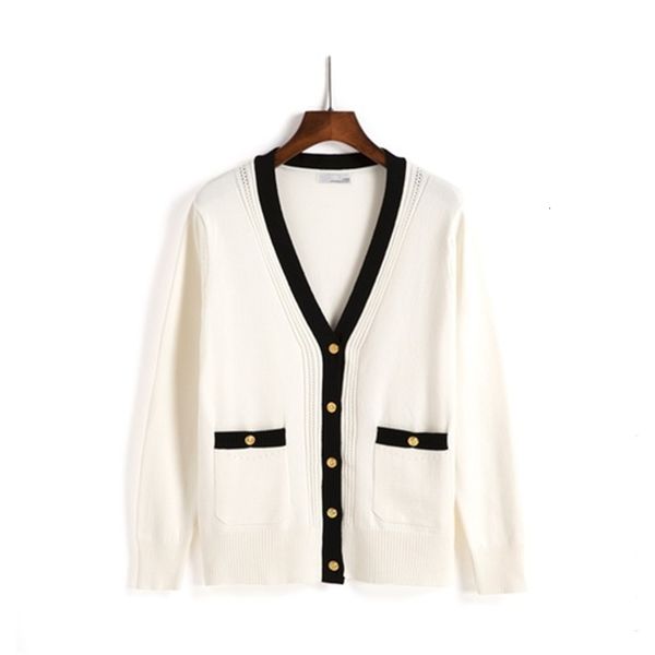 

2021 new women cardigans sweater v neck solid loose knitwear single breasted casual knit cardigan outwear winter jacket coat yc63, White;black