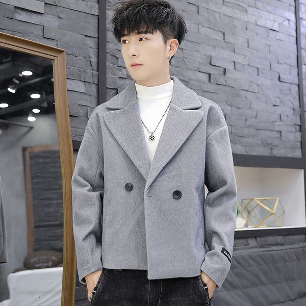 

new short woolen windbreaker for men in autumn and winter, Tan;black