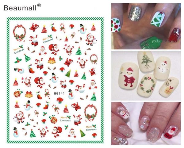 

christmas nails art manicure back glue decal decorations design nail sticker for nails tips beauty, Black