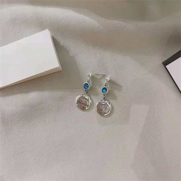 

new 925 silver blue love fearless round cat face earrings exclusive design jewel, Golden