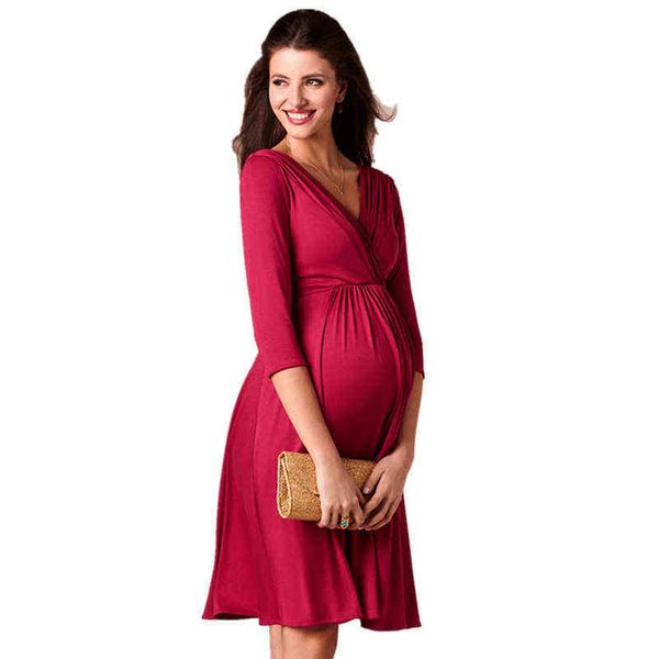 

new fashion pregnant women breastfeeding dress summer maternity dress ladies clothes g220309, White
