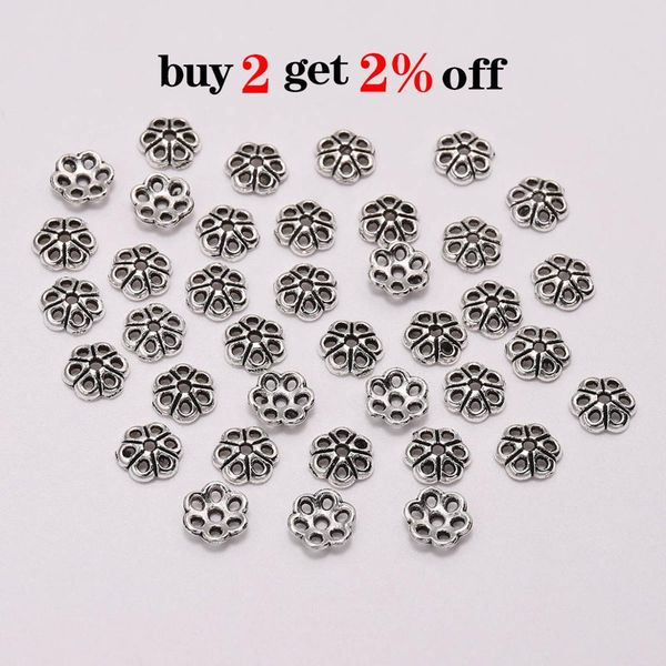 

100pcs lot 6mm bead caps for jewelry bead caps end receptacle hollow out flower torus diy spaced apart jewelry making h jlltcc, Silver