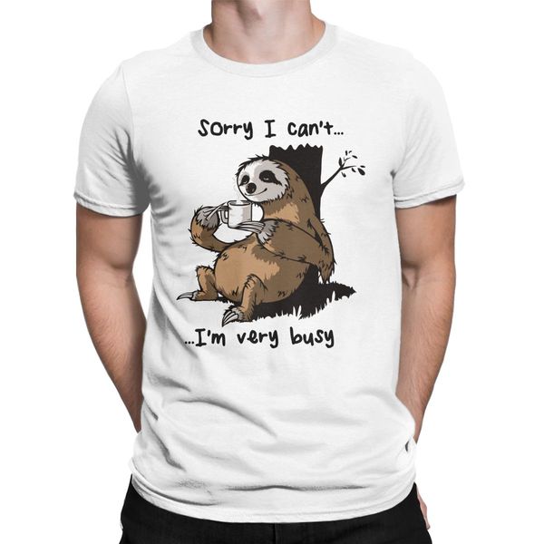

i can't i am very busy sloth for pure funny round neck coffee tees short sleeve clothes plus size sport hooded sweatshirt hoodie men t