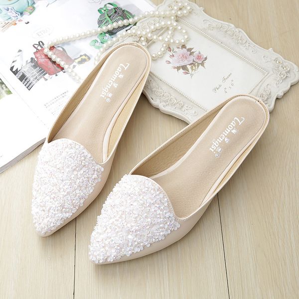 

2021 new sequins fashion leather from plutonium sweet strass soft sandals sunny-style soles shoes k9ea, Black