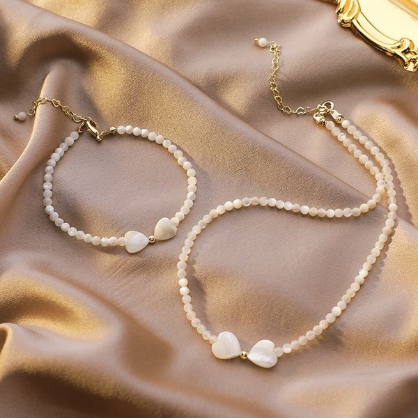 

ivcpl beaded love shell necklace lightkorean version simple sa the necklace bracelet necklacefashion net red temperament clavicle chain bead, Golden;silver