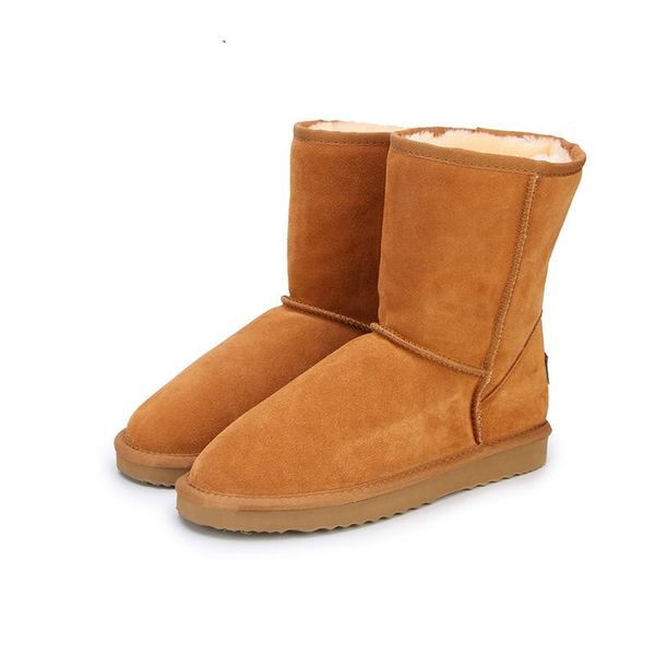 

classic genuine cowhide leather snow boots 100% wool women boots warm winter shoes for women large size 34-44, Black