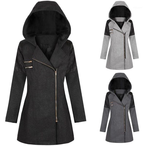 

autumn vintage loose clothing oversize coat womens winter warm outwear floral print hooded pockets vintage oversize coats1, Black