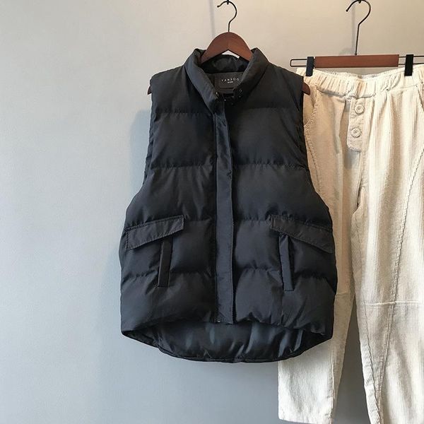 

women's vests arrival 2021 autumn and winter vest cotton short plus size sleeveless jacket women casual parkav, Black;white