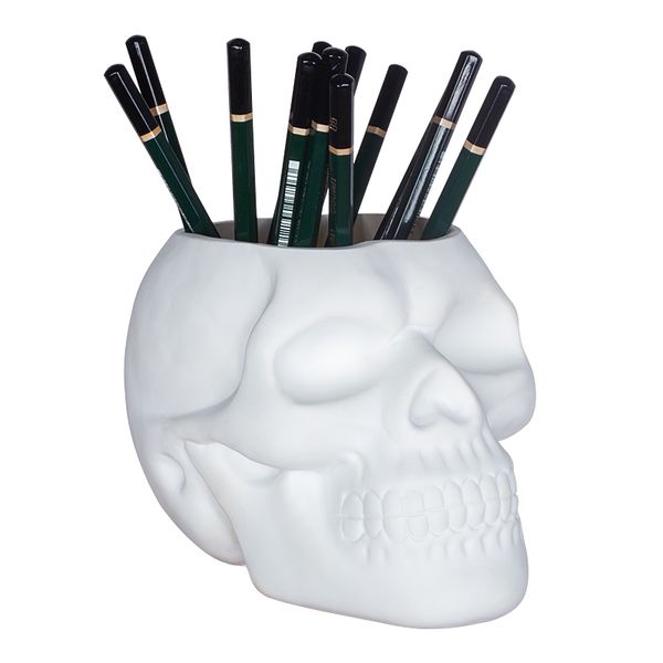 

3d skull head figure skeleton ornament stationery holder makeup storage container flower pot box office home decor