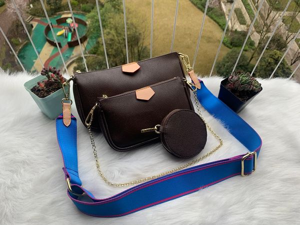 

2023 favorite multi pochette accessories handbag purse genuine leather flower shoulder crossbody bag ladies purses 3 pcs purse bags