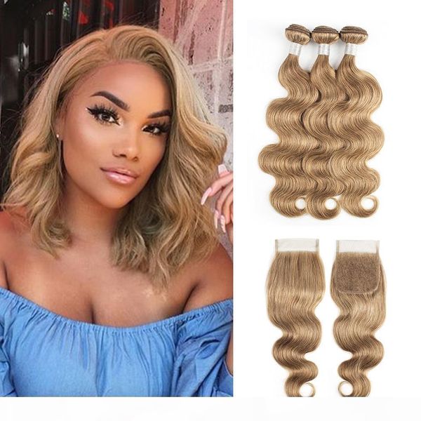 

# 8 ash blonde человеческих волос weave связки с closure бразильский девы волос 3 4 связки с 4x4 lace closure remy человеческих волос, Black;brown