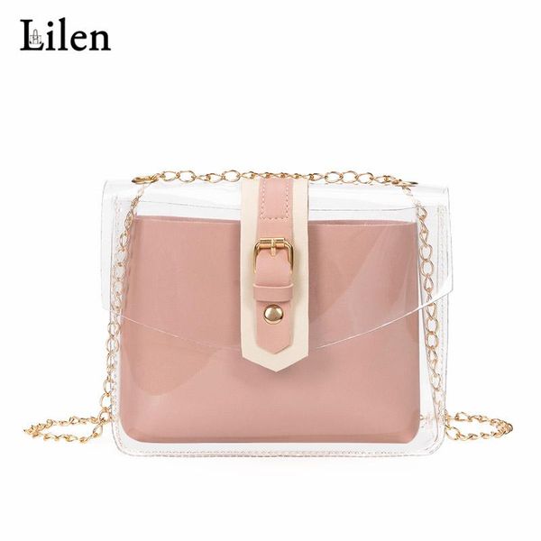 

lilen summer pvc shoulder chain jelly package small transparent jelly package crossbody bag mini casual convenient messenger bag