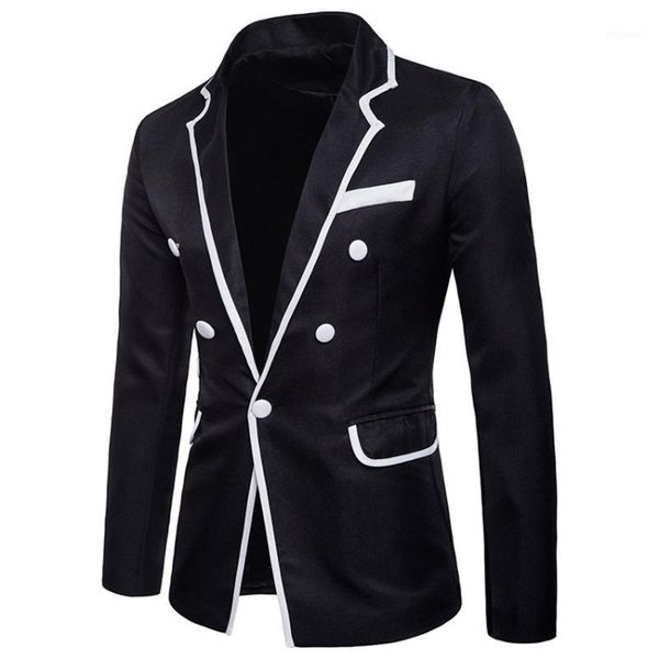 

men's fashion slim fit suit blazer new autumn male casual blazer solid suit jacket masculine one button clothes prom1, White;black