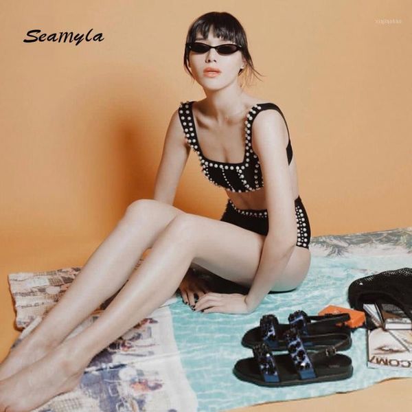 

seamyla 2018 fashion bandage suits women summer set &short pants 2 two pieces set pearl celebrity evening party women sets1, White