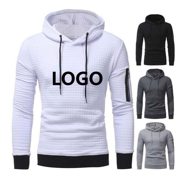 

custom printed new spring and autumn men's hooded sweater plus size casual sports printed pullover, Black