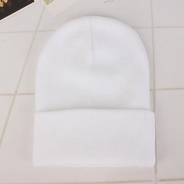

new solid color elasticity crimping knitted hats for men women autumn winter warm beanies candy colors couple knitting hat sqclqo, Black;white