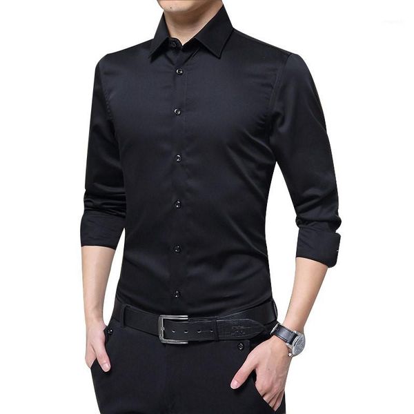 

newly men's casual solid color slim up shirts simple men long sleeve shirts business formal for summer autumn1, White;black