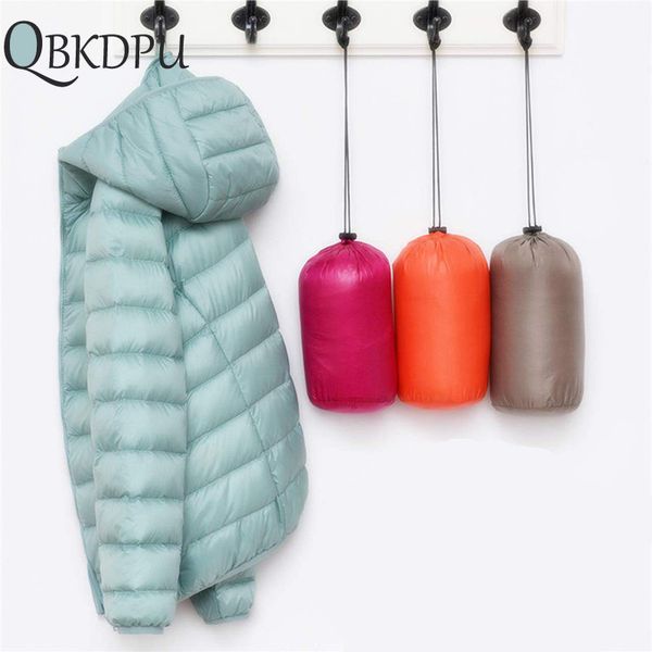 

ultra light duck down jackets women new hooded winter coat long sleeve warm slim 4xl plus size jacket lady jaqueta feminina 201027, Black