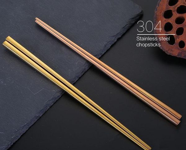 

304 stainless steel chopsticks vacuum plating colorful square chopsticks good quality gold rainbow black cho jlllor trustbde