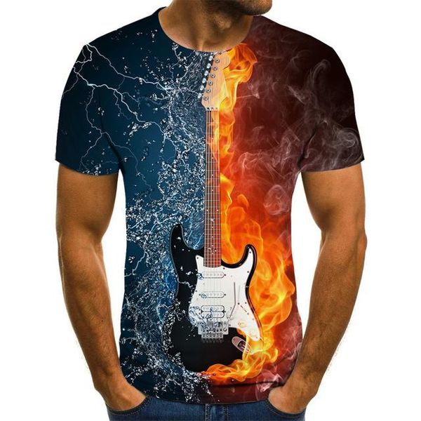 

flame music 3d guitar metal print gothic anime 3d print shirts anime hippie graphic men clothing