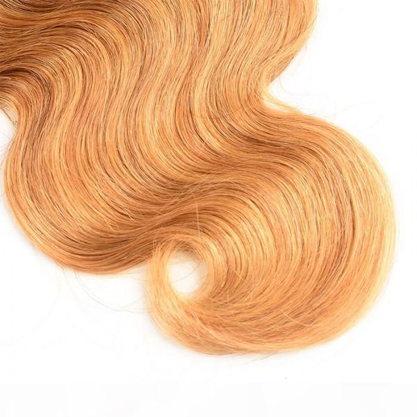 

tkwig human virgin hair 4pcs pack three tone ombre body wave hair lace front human hair, Black;brown