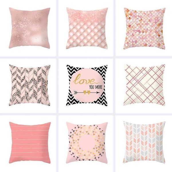 

pillow case 45x45cm modern minimalist geometric pillowcase decorative peach skin cushion waist pillows cover case1