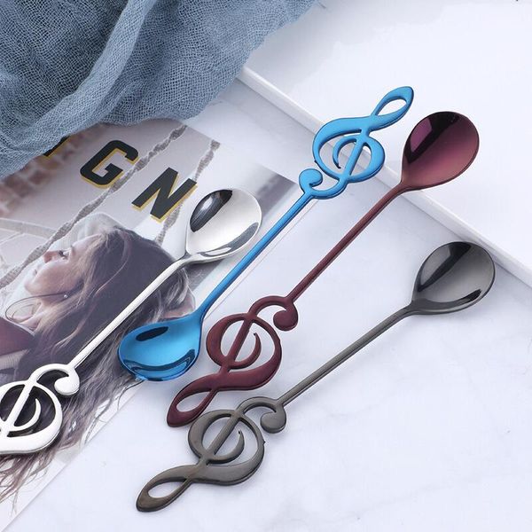 

304 stainless steel musical notes spoon coffee spoon tea stirring spoon music bar ice mug dessert scoop creative cutlery h bbygfv