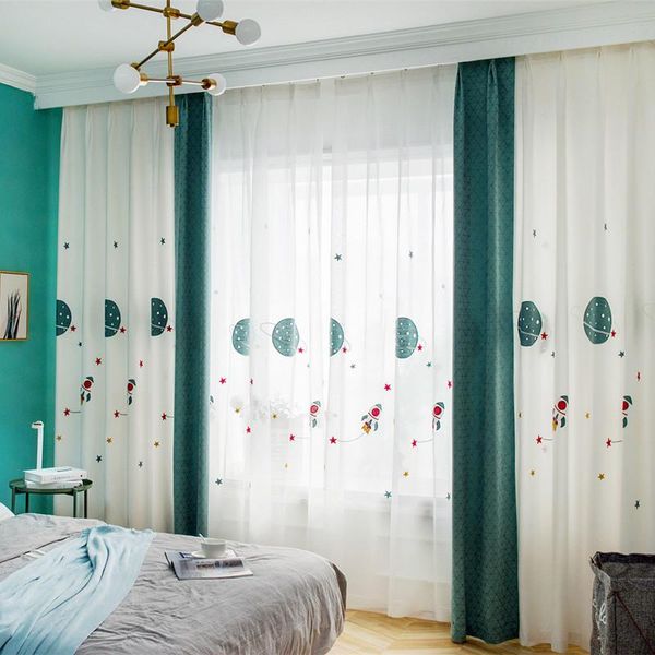 

curtain & drapes boy cartoon semi shading embroidered for children's bedroom