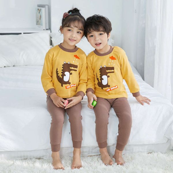 

autumn cloth trousers set girls' base thermal underwear boys' and children's cotton pajamas, Blue;red