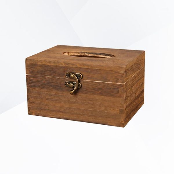 

tissue boxes & napkins wooden box vintage holder napkin case for home car restaurant (short)1