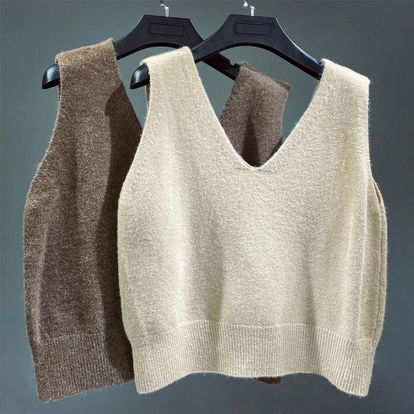 

women famous sleeveless wool vest o-neck knitted and blouses female jumper pull femme s7215, White;black