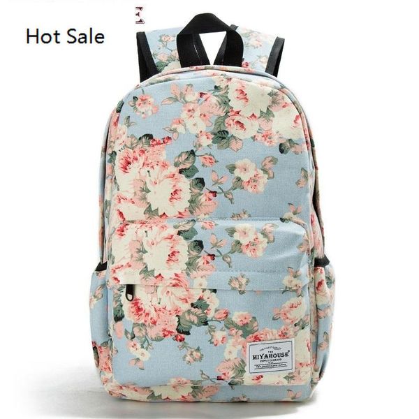 Mulheres Canvas Mochilas para Meninas Adolescentes Viagem Mochila Moda Escola sacos para Floral Meninas Impressão Backpack Mulheres