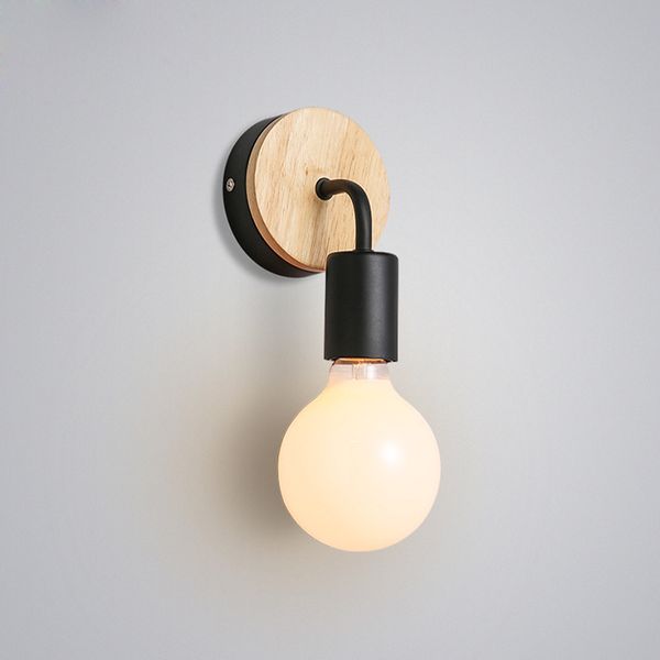 

wooden wall sconce modern metal light fixture vintage e26 e27 base lamp for reading light bedroom living room bedside guest room