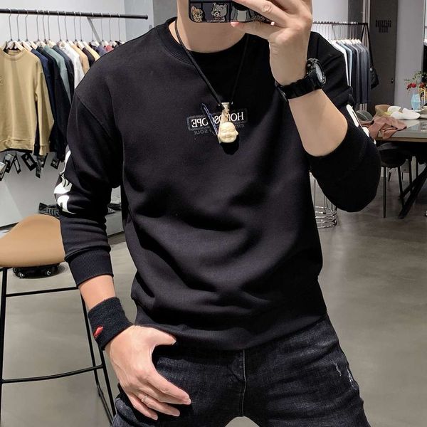 

sportswear autumn / winter 2020 thickened long sleeve embroidery comfortable pullover crew neck men's casual plush, Black