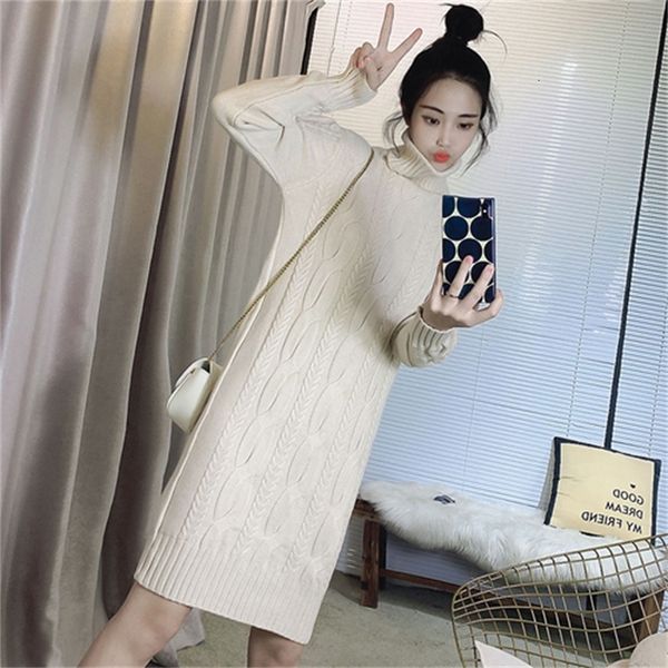 

2021 new fall and winter mid-length female nightgown released thick high-neck neck back shirt gown, White;black