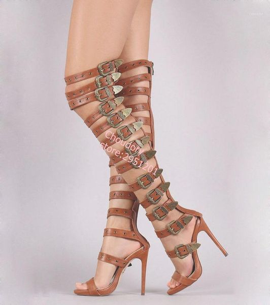 

women roman gladiator sandal boot hollow out sandals dancing party shoes woman black cut outs buckles over the knee boots1
