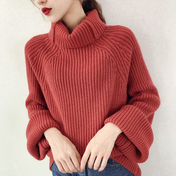 

high collar harajuku sweater pullover knitwear for women ulzzang loose autumn winter solid color pullover new korean knitwear 2019 zn0nd zn0, White;black