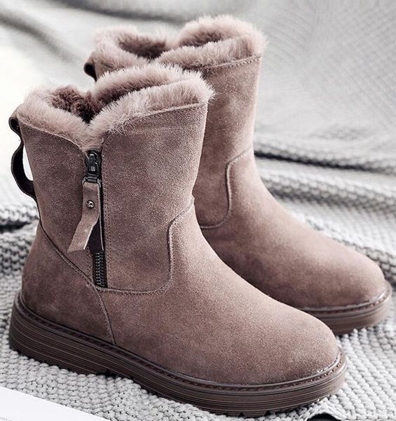 

new female 2021 snowboots autumn students plus leather velvet women's shoes with thick cotton black boots ry6d