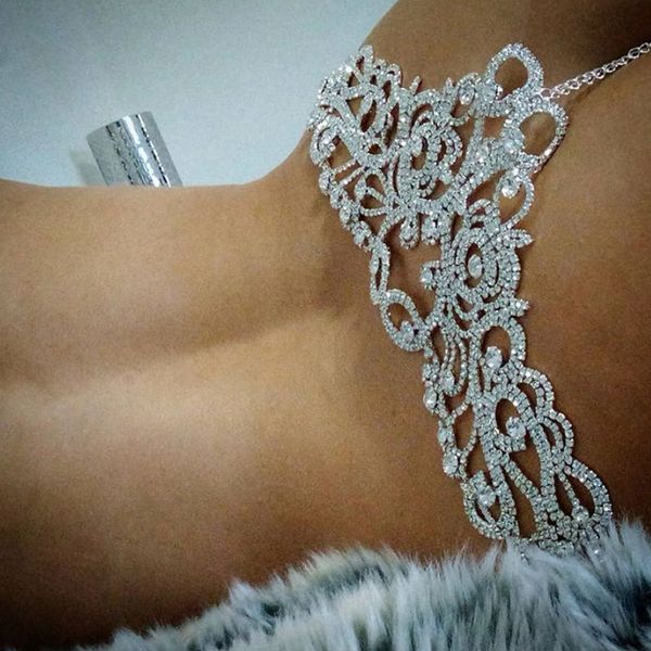 

bikini thong crystal body chain jewelry for women flower hollow underwear chain waist rhinestone jewellery, Silver